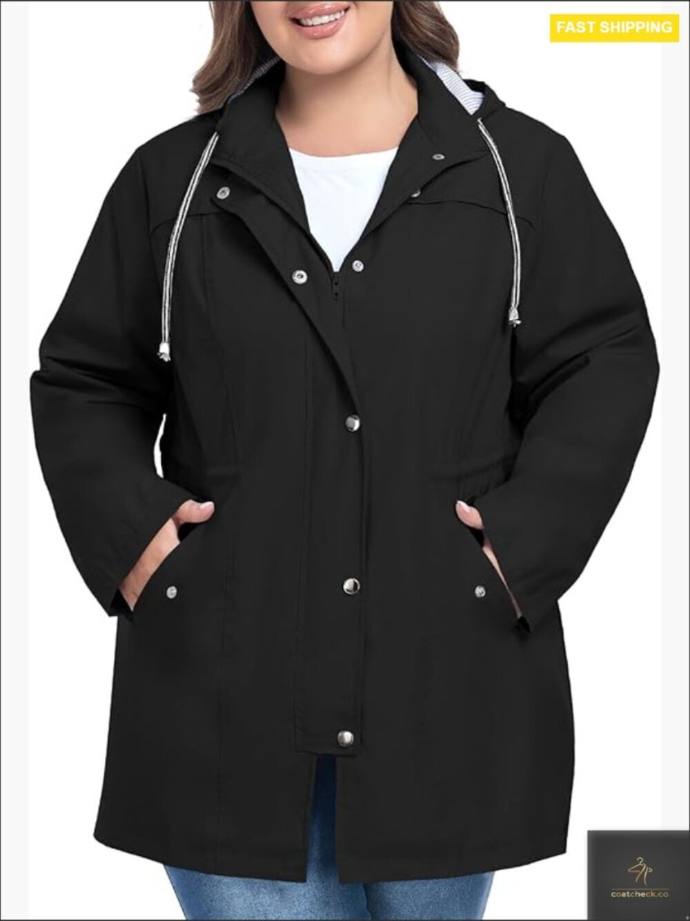 Plus Size Long Lightweight Hooded Raincoat Waterproof Windbreaker Outdoor Travel